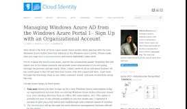 
							         Managing Windows Azure AD from the Windows Azure Portal 1– Sign ...								  
							    
