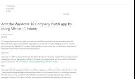 
							         Manually add the Windows 10 Company Portal app - Microsoft Intune ...								  
							    