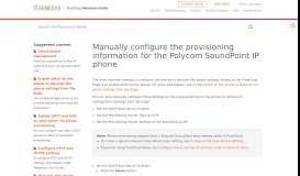 
							         Manually configure the provisioning information for the Polycom ...								  
							    