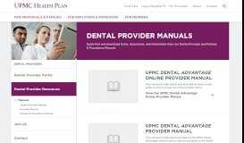 
							         Manuals for Dental Providers | UPMC Health Plan								  
							    