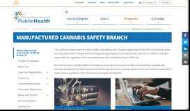 
							         Manufactured Cannabis Safety Branch - CDPH Home - CA.gov								  
							    