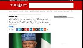 
							         Manufacturers, Importers Groan over Customs' End User Certificate ...								  
							    