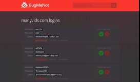 
							         manyvids.com passwords - BugMeNot								  
							    