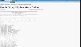 
							         Maple Story Hidden Warp Guide v2.11 - Neoseeker Walkthroughs								  
							    