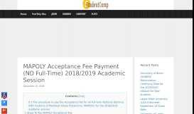 
							         MAPOLY Acceptance Fee Payment (ND Full-Time) 2018/2019 session								  
							    