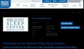 
							         Marcus Daly Sleep Center Information | Marcus Daly Memorial Hospital								  
							    