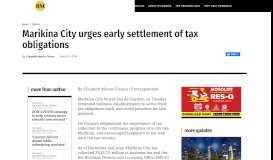 
							         Marikina City urges early settlement of tax obligations | BusinessMirror								  
							    