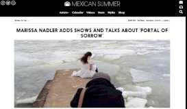 
							         Marissa Nadler adds shows and talks about 'Portal of Sorrow ...								  
							    