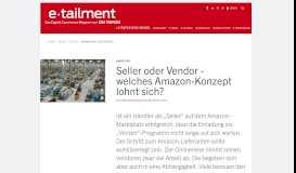 
							         Marketing: Seller oder Vendor - welches Amazon-Konzept lohnt sich?								  
							    