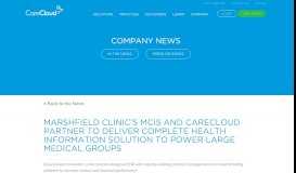 
							         Marshfield Clinic's MCIS Partners with CareCloud								  
							    