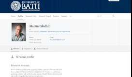 
							         Martin Gledhill — the University of Bath's research portal								  
							    