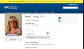 
							         Mary C. Arigo, M.D. - University of Rochester Medical Center - URMC								  
							    