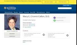 
							         Mary E. Ciranni-Callon, D.O. - University of Rochester Medical Center								  
							    