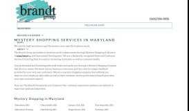
							         Maryland Mystery Shopping | Secret Shopper | Brandt Group								  
							    