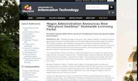 
							         “Maryland OneStop” Statewide Licensing Portal								  
							    