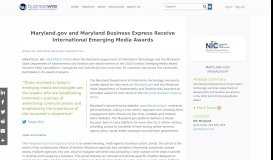 
							         Maryland.gov and Maryland Business Express Receive International ...								  
							    