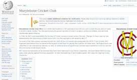 
							         Marylebone Cricket Club - Wikipedia								  
							    