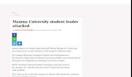 
							         Maseno University student leader attacked - The Standard								  
							    