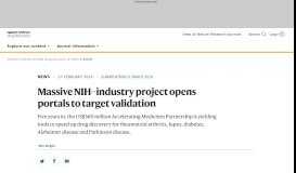 
							         Massive NIH–industry project opens portals to target validation - Nature								  
							    