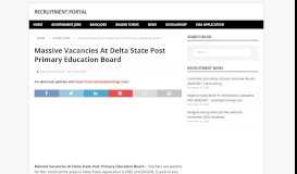 
							         Massive Vacancies At Delta State Post Primary ... - Recruitment Portal								  
							    