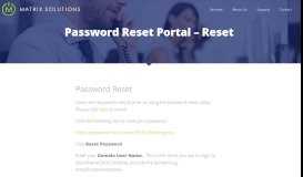 
							         Matrix Solutions » Password Reset Portal – Reset								  
							    