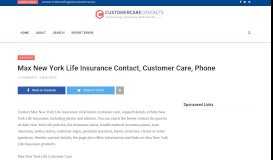 
							         Max New York Life Insurance Contact, Customer Care, Phone ...								  
							    