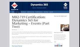 
							         MB2-719 Certification: Dynamics 365 for Marketing – Events (Part Two ...								  
							    