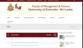 
							         MBA - Faculty of Management & Finance - University of Colombo								  
							    