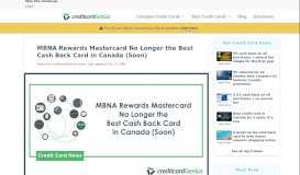 
							         MBNA Rewards Mastercard No Longer the Best Cash Back ...								  
							    