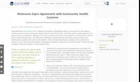 
							         McKesson Signs Agreement with Community Health Systems ...								  
							    