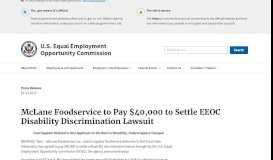 
							         McLane Foodservice to Pay $40,000 to Settle EEOC Disability ...								  
							    