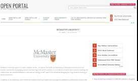 
							         MCMASTER UNIVERSITY | Open Portal								  
							    