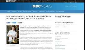 
							         MDC's Miami Culinary Institute Student Selected to be Chef ...								  
							    