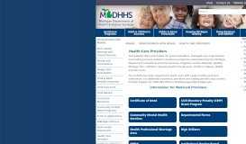 
							         MDHHS - Health Care Providers - State of Michigan								  
							    