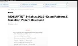 
							         MDSU PTET Syllabus 2019~Exam Pattern & Question Papers Download								  
							    