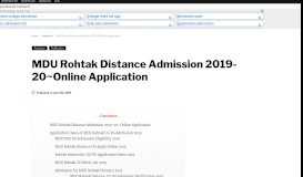 
							         MDU Rohtak Distance Admission 2019-20~Online Application								  
							    