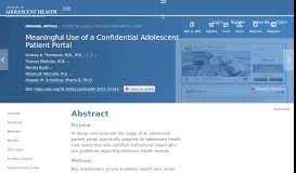 
							         Meaningful Use of a Confidential Adolescent Patient Portal - Journal of ...								  
							    
