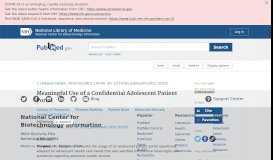 
							         Meaningful Use of a Confidential Adolescent Patient Portal. - NCBI								  
							    