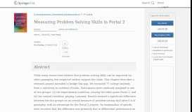 
							         Measuring Problem Solving Skills in Portal 2 | SpringerLink								  
							    