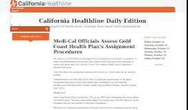 
							         Medi-Cal Officials Assess Gold Coast Health Plan's Assignment ...								  
							    