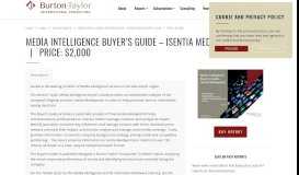 
							         Media Intelligence Buyer's Guide – Isentia Mediaportal - Burton-Taylor ...								  
							    