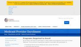 
							         Medicaid Provider Enrollment | Texas Health and Human Services								  
							    