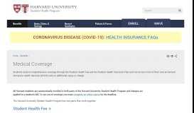 
							         Medical Coverage | Harvard University Student Health Program								  
							    