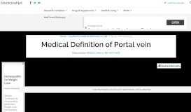 
							         Medical Definition of Portal vein - MedicineNet								  
							    