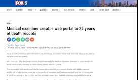 
							         Medical examiner creates web portal to 22 years ... - Fox 5 San Diego								  
							    