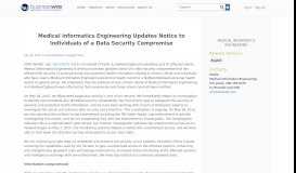 
							         Medical Informatics Engineering Updates Notice to Individuals of a ...								  
							    