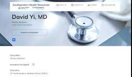 
							         Medical Professional David Yi, MD | Southwestern Health Resources								  
							    