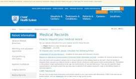 
							         Medical Records Charleston, West Virginia (WV), Information - CAMC ...								  
							    