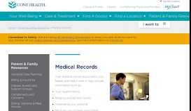 
							         Medical Records | Cone Health								  
							    
