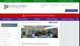 
							         Medical Records - Firelands Regional Medical Center								  
							    